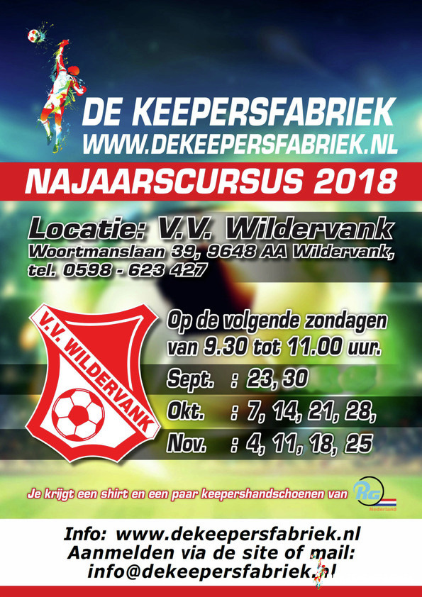 We gaan weer van start met de najaarscursus 2018.locatie VV Wildervank aanvang 23 september. 